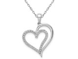 1/10 Carat (ctw) Diamond Heart Pendant Necklace in 14K White Gold with Chain